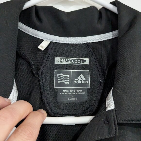 Adidas Short Sleeve Polo Shirt Dress Black White Silver Size 4 - Picture 2 of 4
